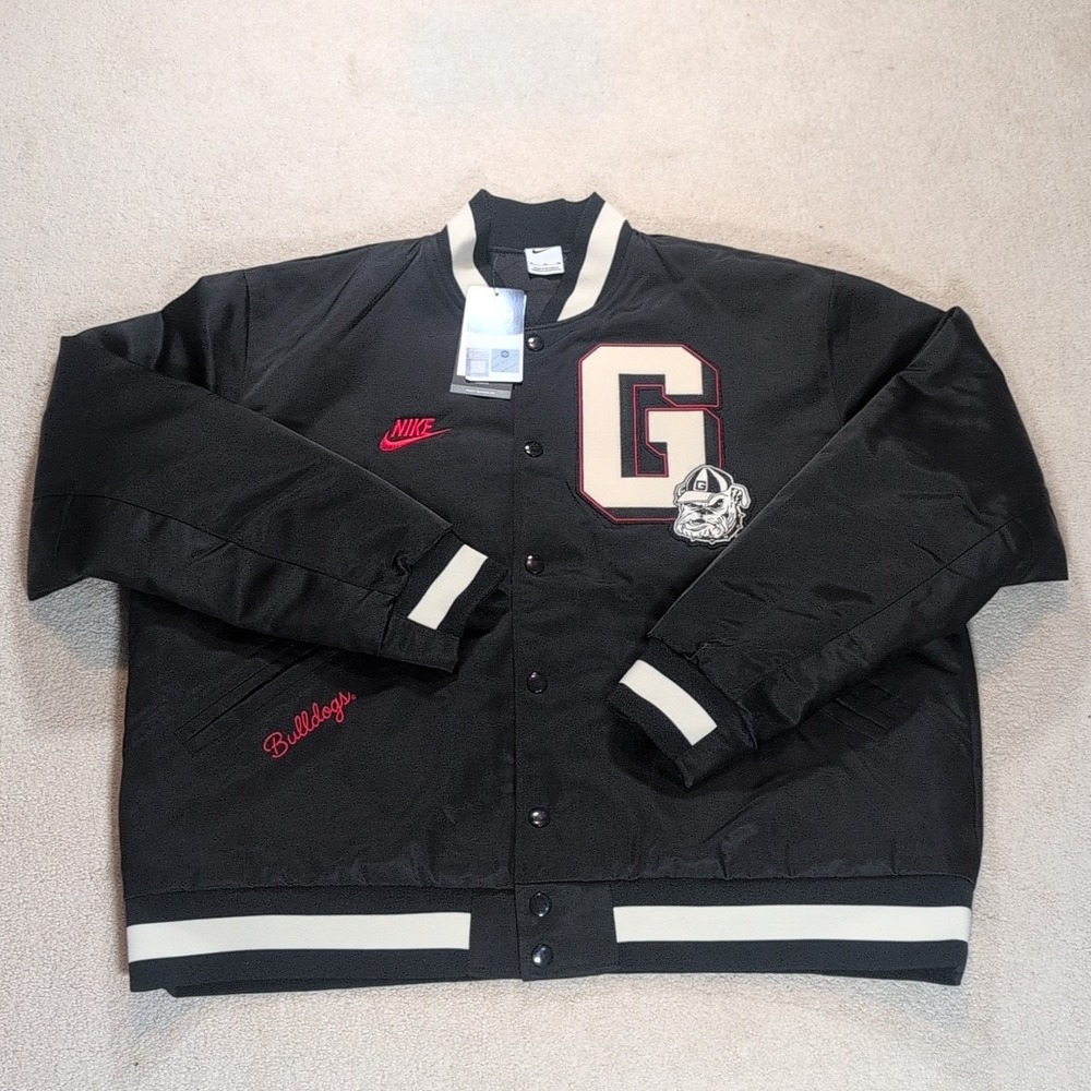 Georgia Bulldogs Nike Legacy Full Snap Bomber Jacket Mens Size XL Black